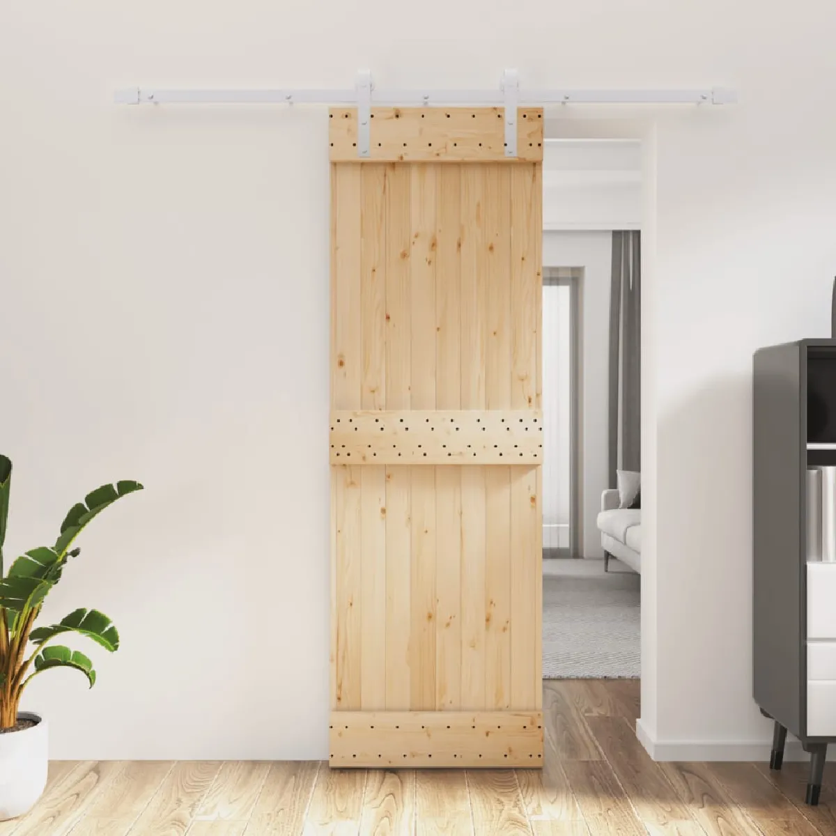 vidaXL Porte coulissante en pin massif - 70x210 cm