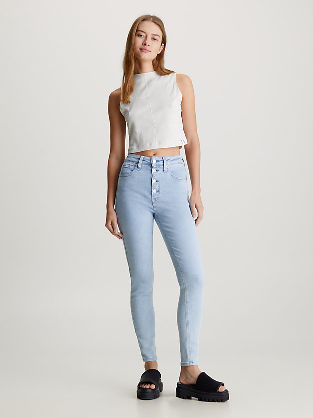 Calça jeans super skinny de cintura alta até o tornozelo