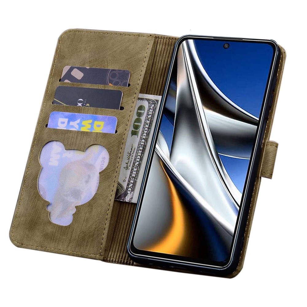 Xiaomi 12 Leder Tasche Flip Cover Katze & Blumen Imprint - Braun