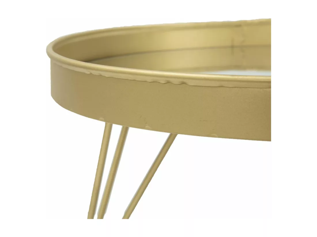 Porte-objet en métal doré avec plateau miroir Ø 31x18 cm