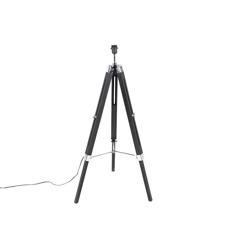 Vloerlamp Tripod zwart met kap 45cm linnen donker grijs