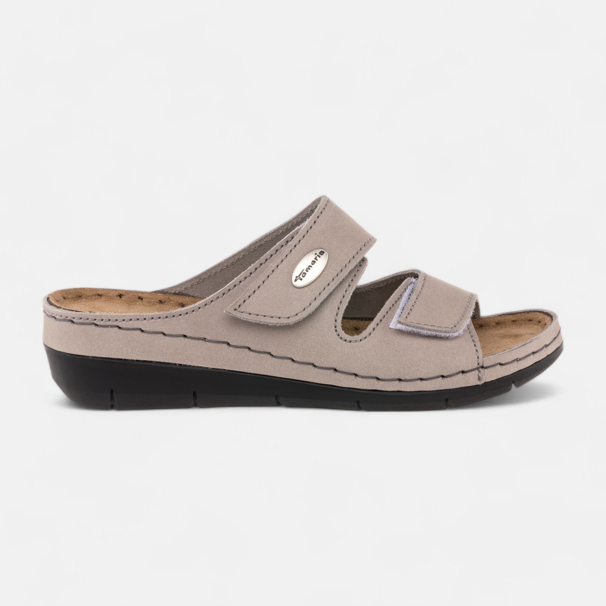 Chaussures confort paramédical Femme en cuir gris