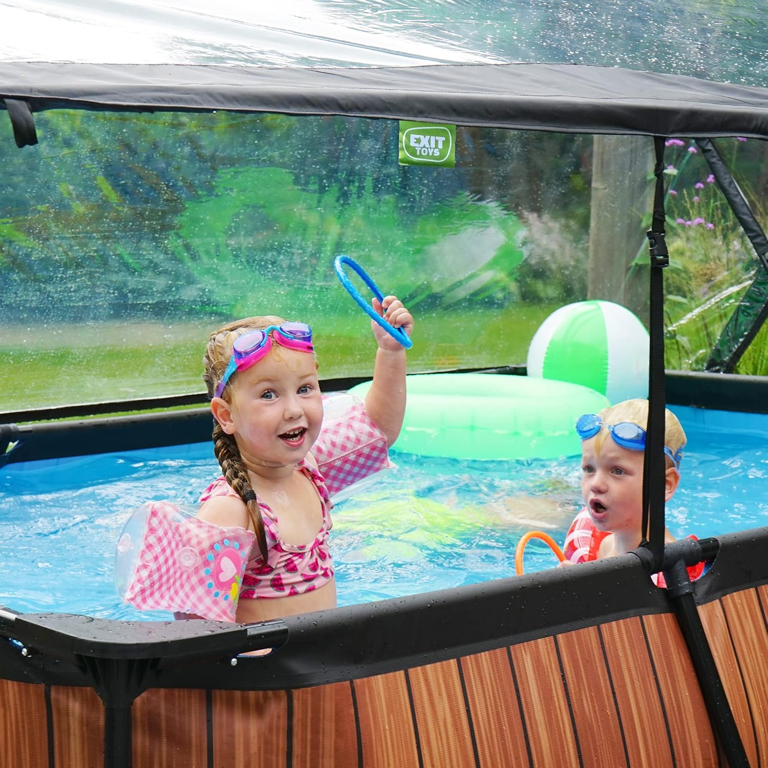 EXIT Toys Poolabdeckung 300x200cm - Universell für Rechteckige Pools - Hält Wasser Warm und Sauber - Einfache Montage - Robuste, Hochwertige Konstruktion - Geeignet für EXIT Pools und Andere Modelle