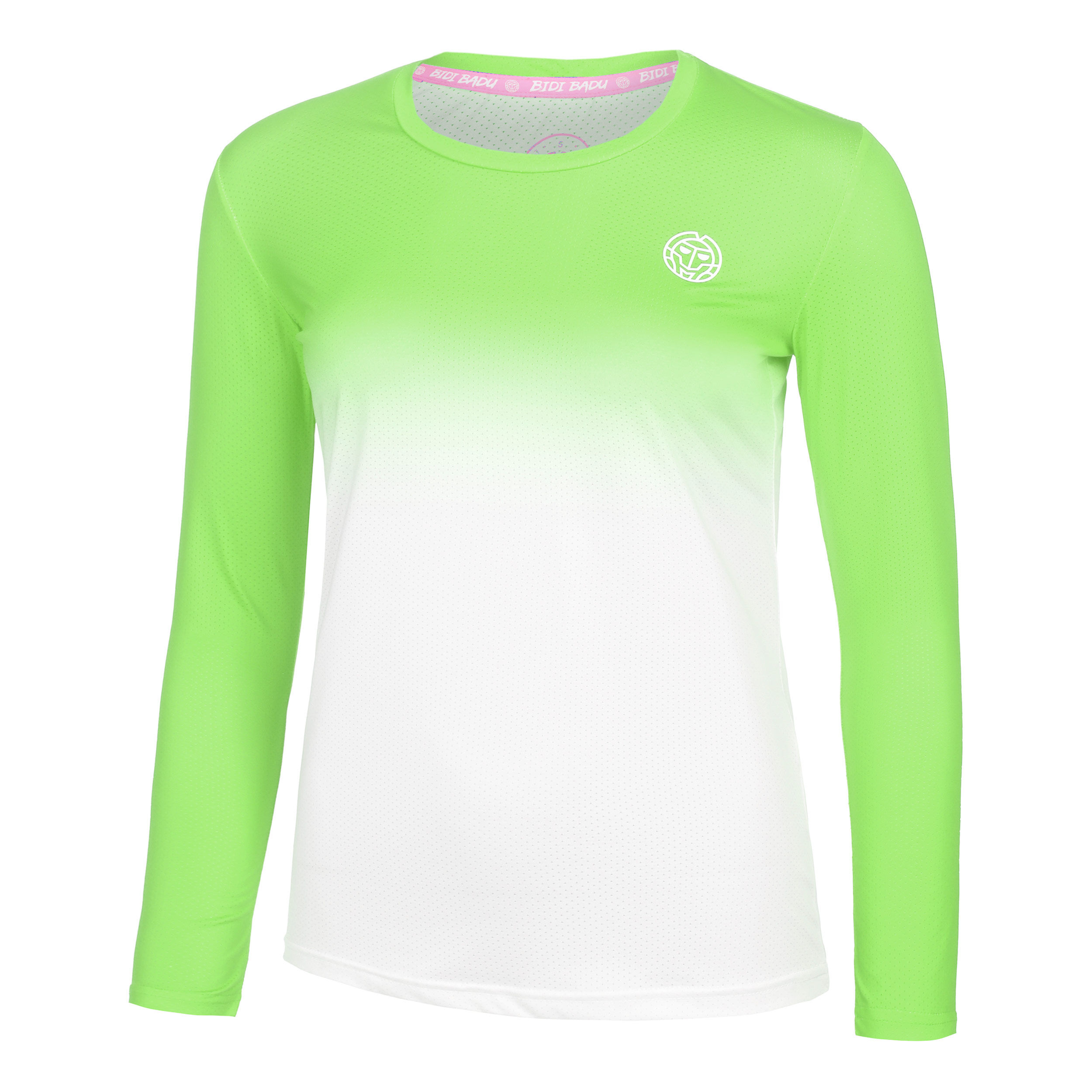 BIDI BADU Crew Gradiant Haut Manches Longues Femmes - Vert Fluo , Blanc
