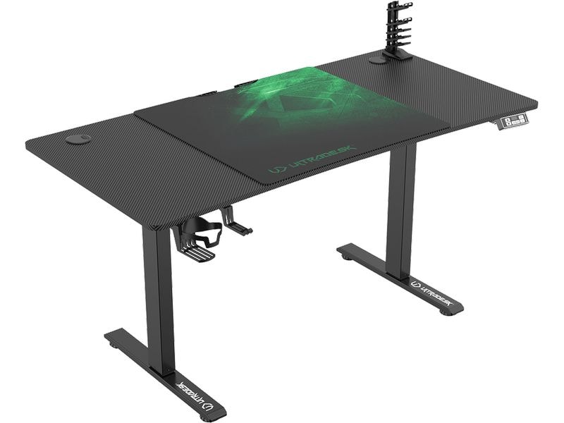 Ultradesk Gaming Tisch Level V2 Grün Elektrisch höhenverstellbarer Gaming-Tisch für bis zu zwei Monitore