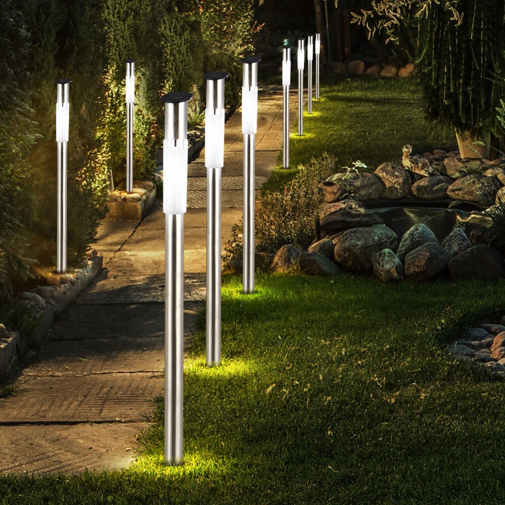 9er Set LED Edelstahl Solar Steckleuchten