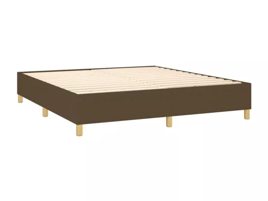 Sommier tapissier matelas et LED Marron foncé 180x200cm Tissu