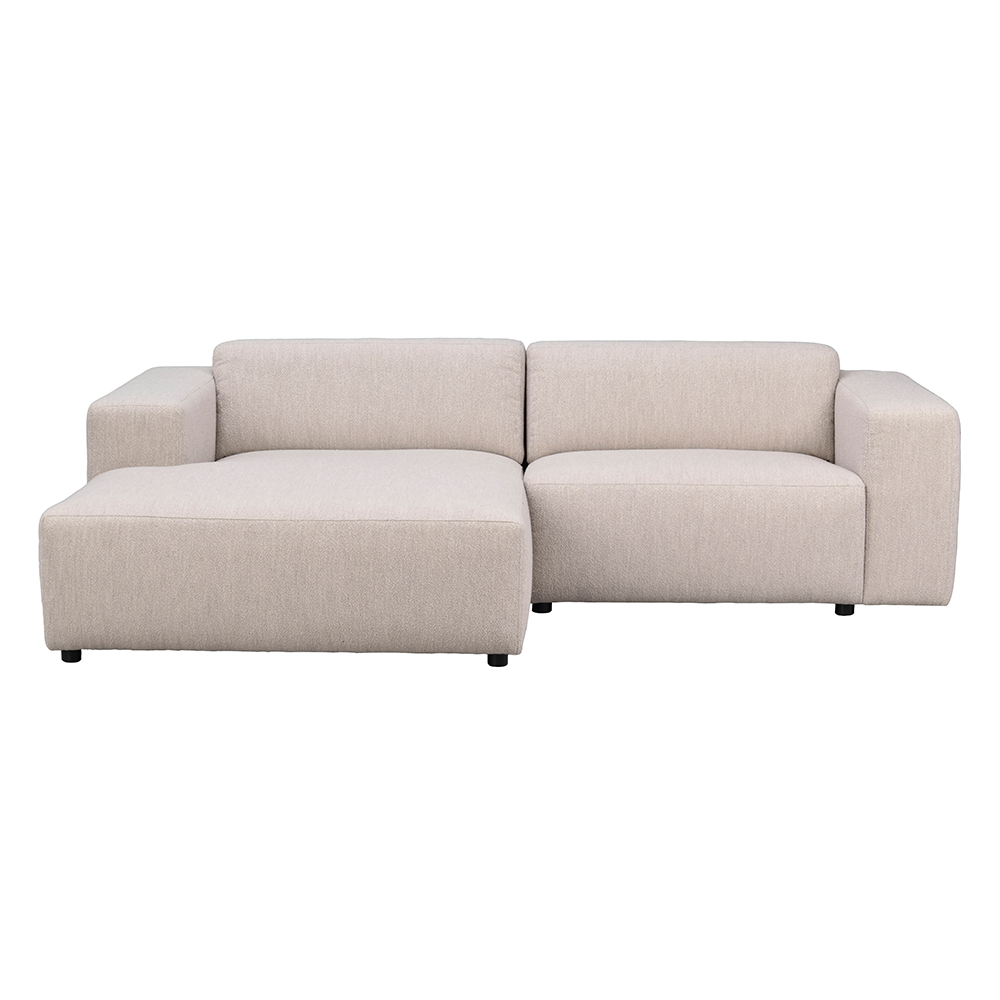 Gestoffeerde 3-zits hoekbank Willard - 234 cm Lichtbeige - links