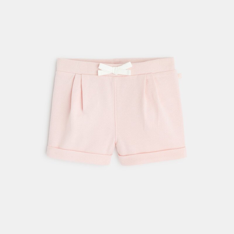 Short à plis en molleton rose bébé fille Rose