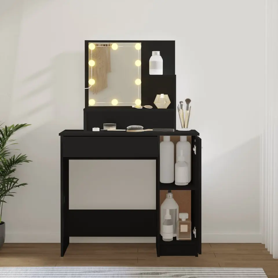 vidaXL - Kaptafel - Zwart - Bewerkt hout
