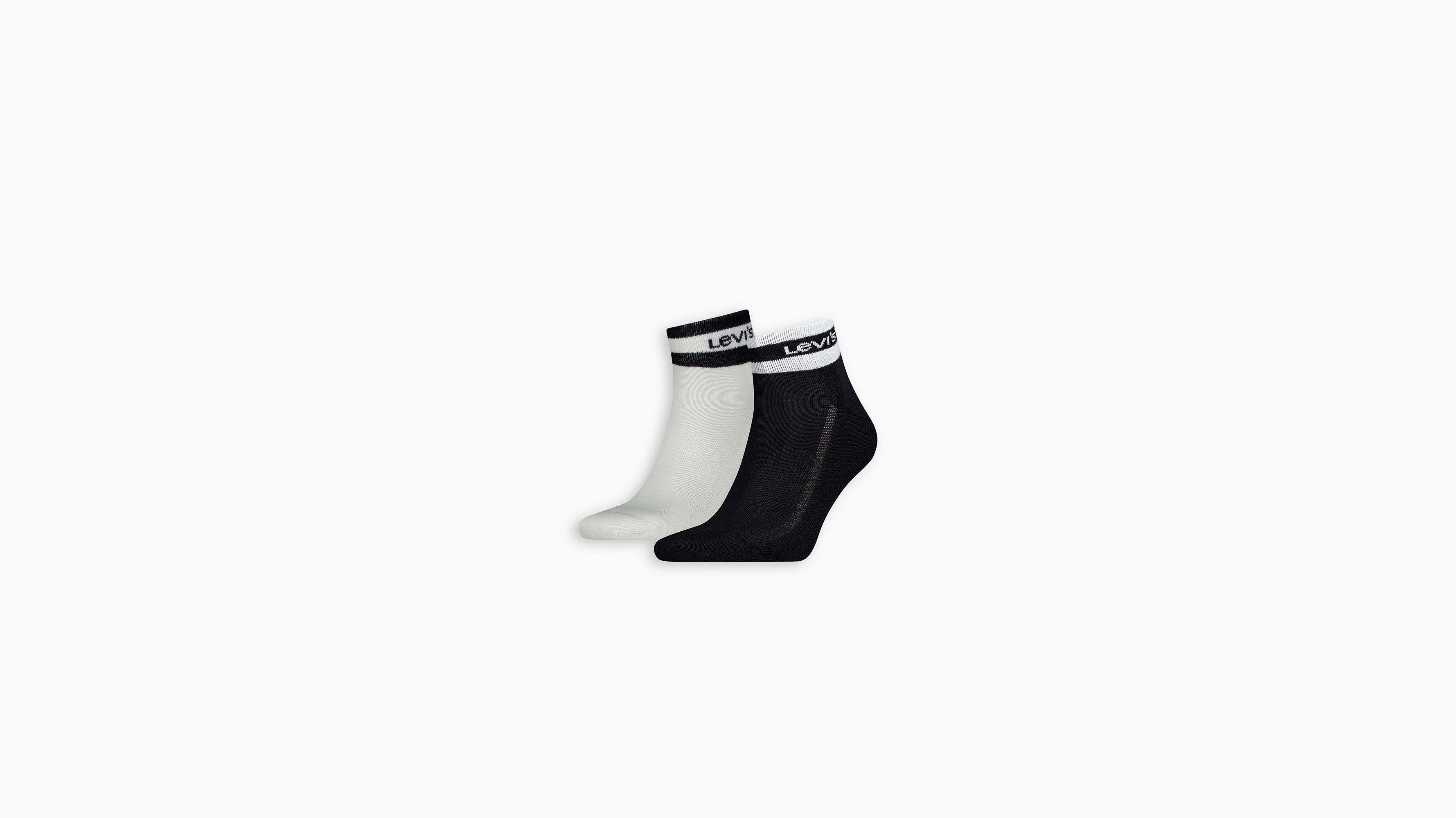Levi's® chaussettes mi-hautes sport rayures - Lot de 2 - Black/White - Multicolore