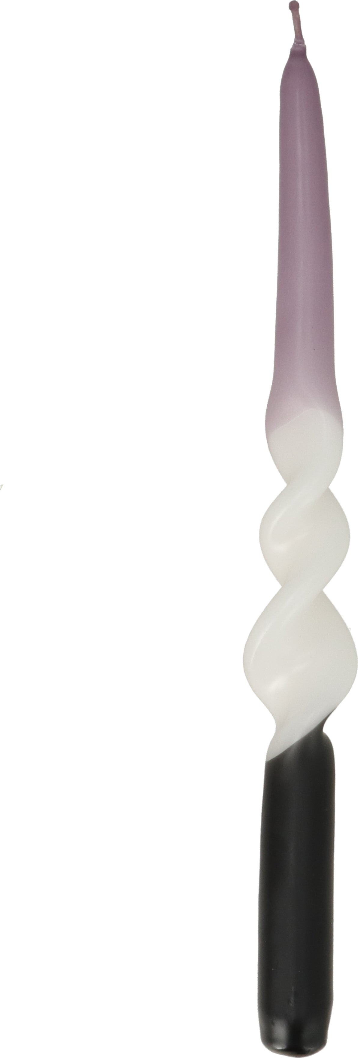 Dinerkaarsen Duo Dipped wit / zwart / paars 6 uur D 2 H 25 cm