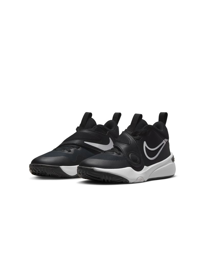 Chaussures de basket Nike Team Hustle D 11 Noir & Blanc pour enfant
