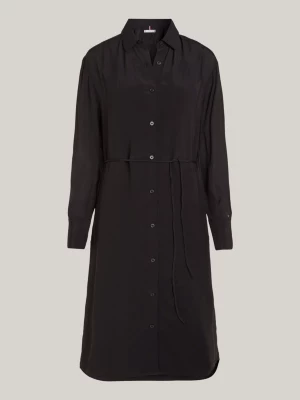 Vestido camiseiro de crepe na altura do joelho com cinto