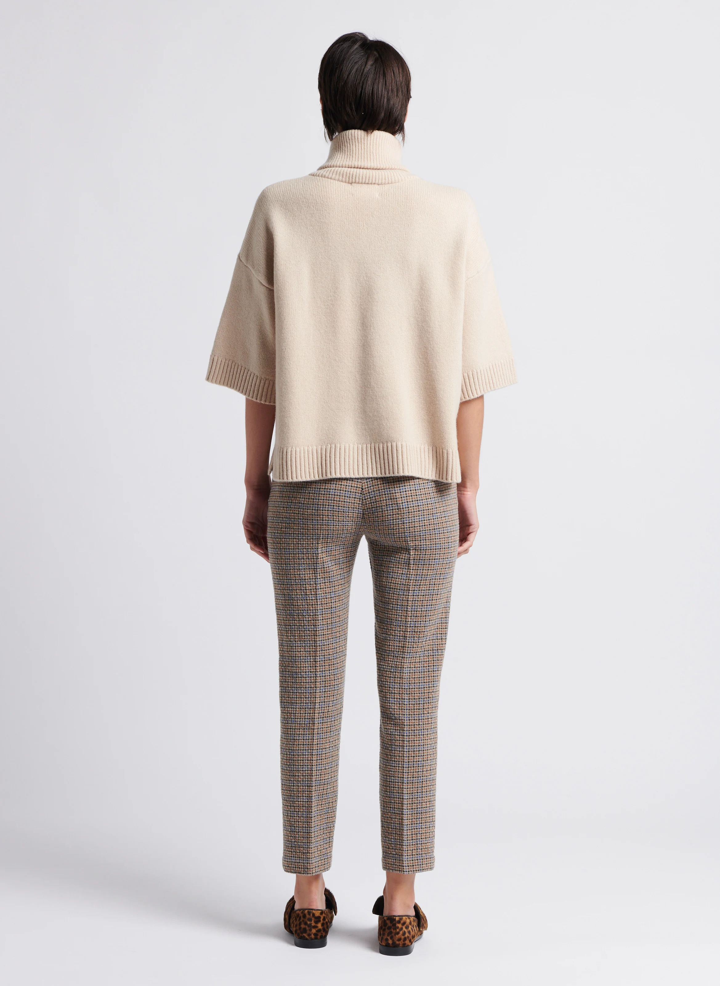LYON - Pantalon carotte en laine mélangée| Marron