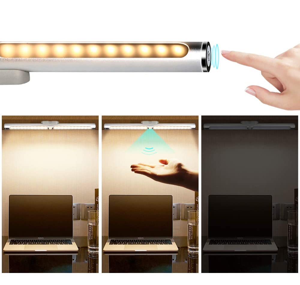 LED Lichtleiste Magnetische USB Leuchte Schrank Beleuchtung mit PIR Bewegungsmelder und Touch Control   Magnet Halterung - Warmweiss