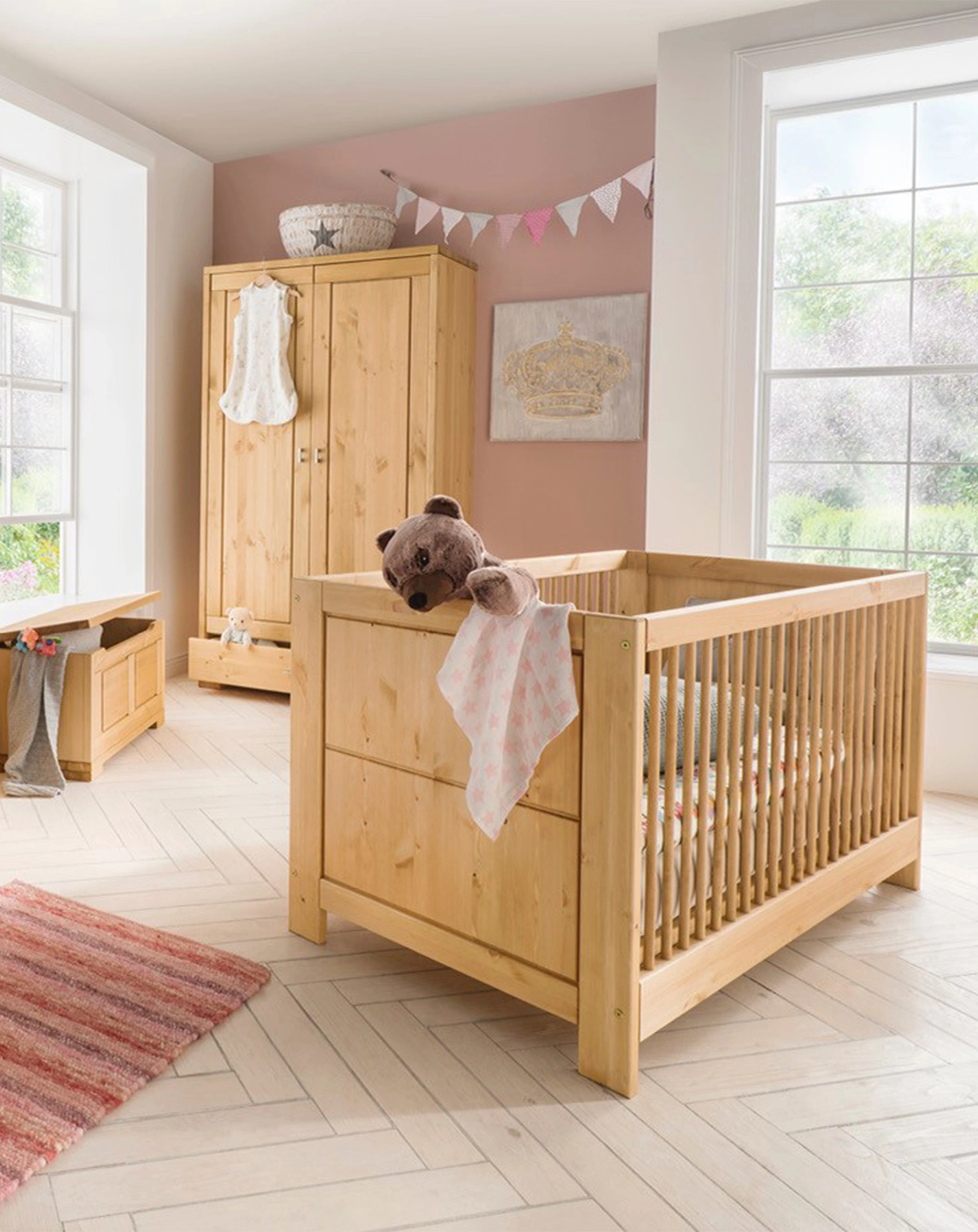 Kinderbett SOLVITA 70 x 140 cm (Farbe: laugenfarbig)