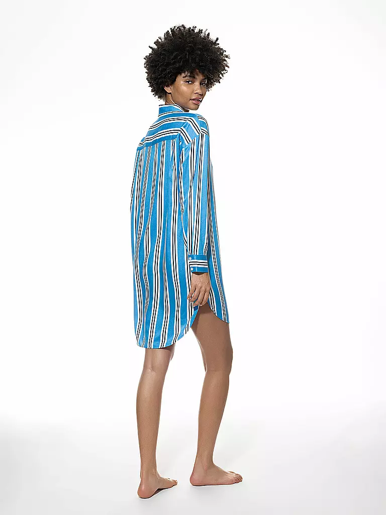 MEY Nachthemd - Sleepshirt CALMING STRIPES hellblau