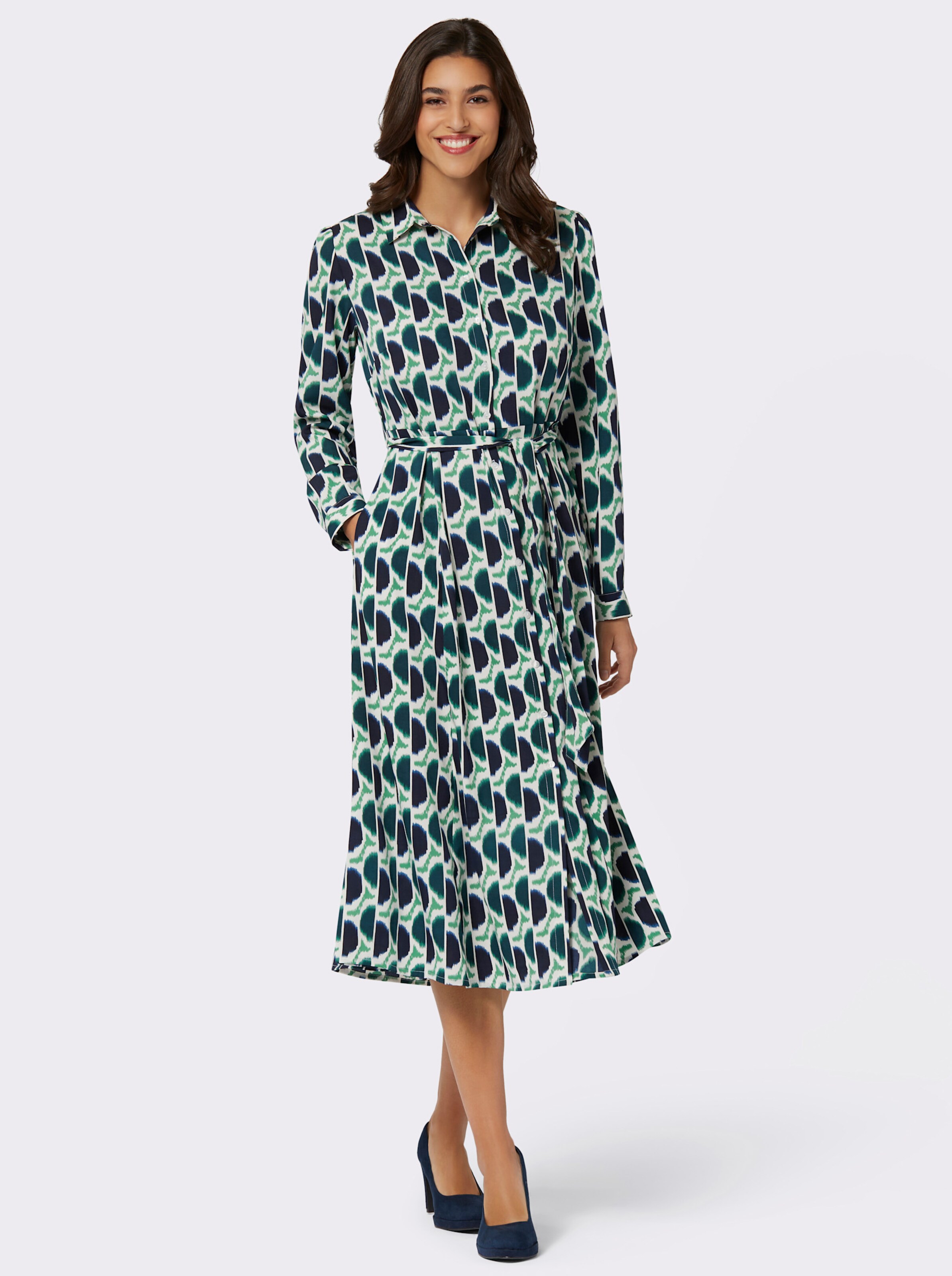 Hemdblusenkleid mit Bindegürtel