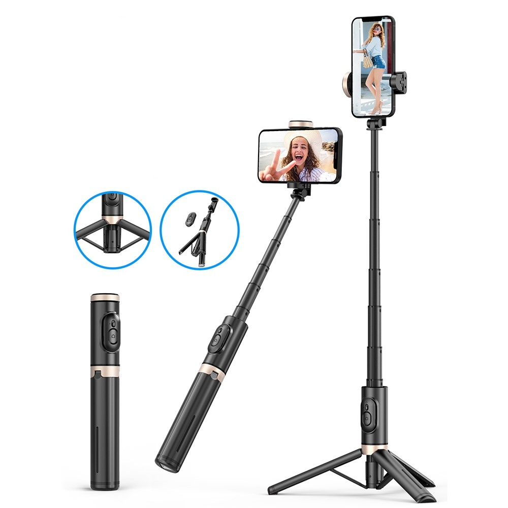 (75cm) Selfie Stick Tripod Dreibein Stativ Halterung mit Bluetooth Fernauslöser für Smartphone - Weiss