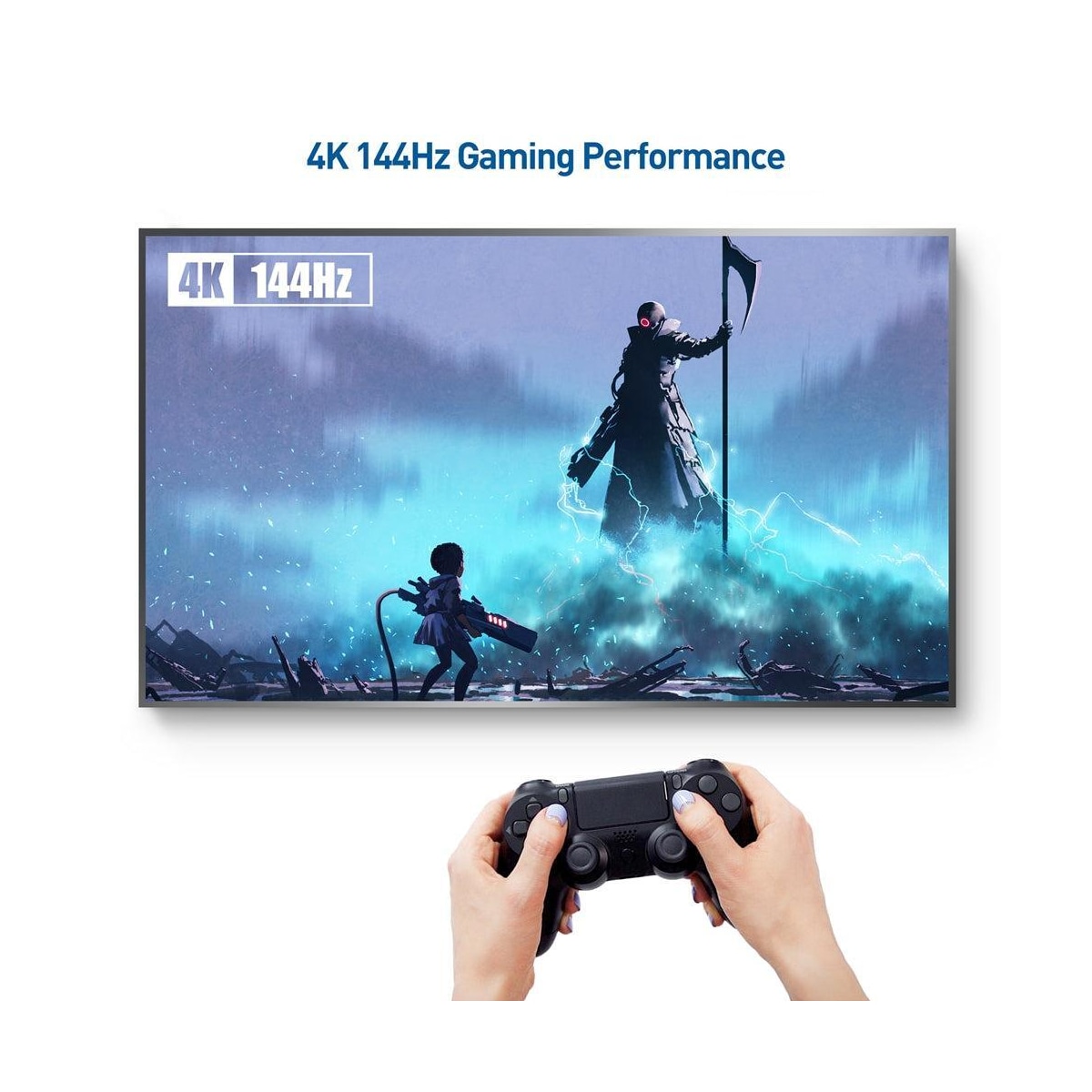 NORDIC-SERTIFISERT KABLER 2m nylonflettet Displayportkabel 1,4 UHD 8K60Hz 4K144Hz HBR3 32,4Gbps 10-bit HDR