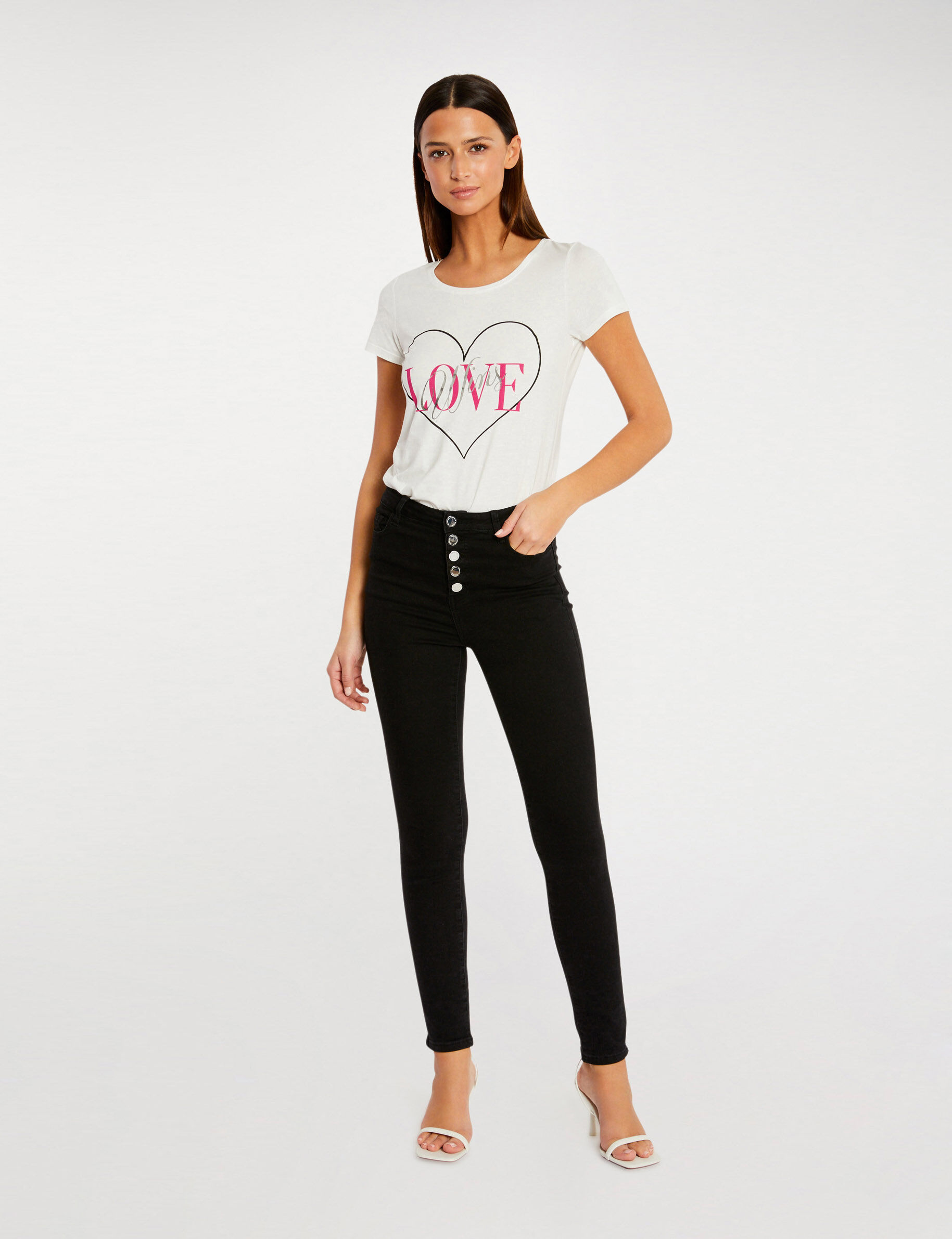 T-shirt manches courtes ecru femme - ecru