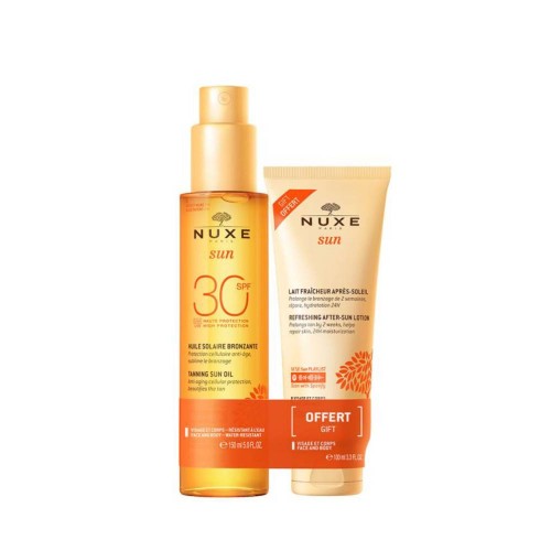 Nuxe Sun Óleo Solar Bronzeador SPF30 150ml   OFERTA Leite Frescura Rosto e Corpo After-Sun 100ml