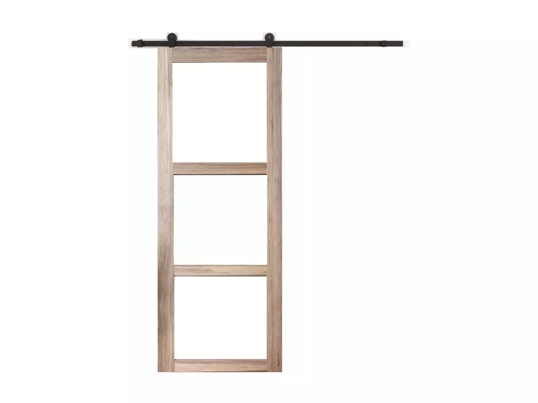 Porte Coulissante Frake Vitrage Transparent H204 X L73 + Rail A Roulette Gd Menuiseries