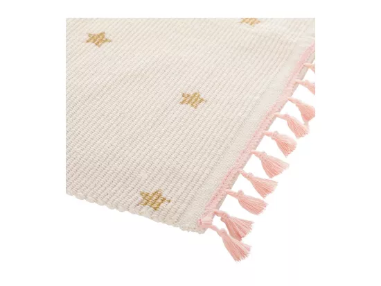 Tapis enfant Étoiles dorées et franges 90 x 60 cm