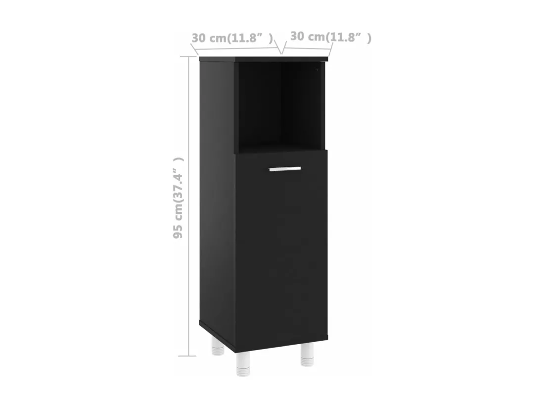 Armoire de salle de bain Noir 30x30x95 cm Aggloméré