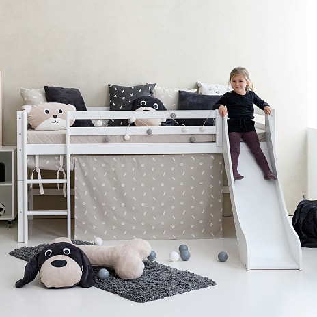 Hoppekids Pets forhæng til halvhøj- og køjeseng 90x200 cm - Sandfarvet
