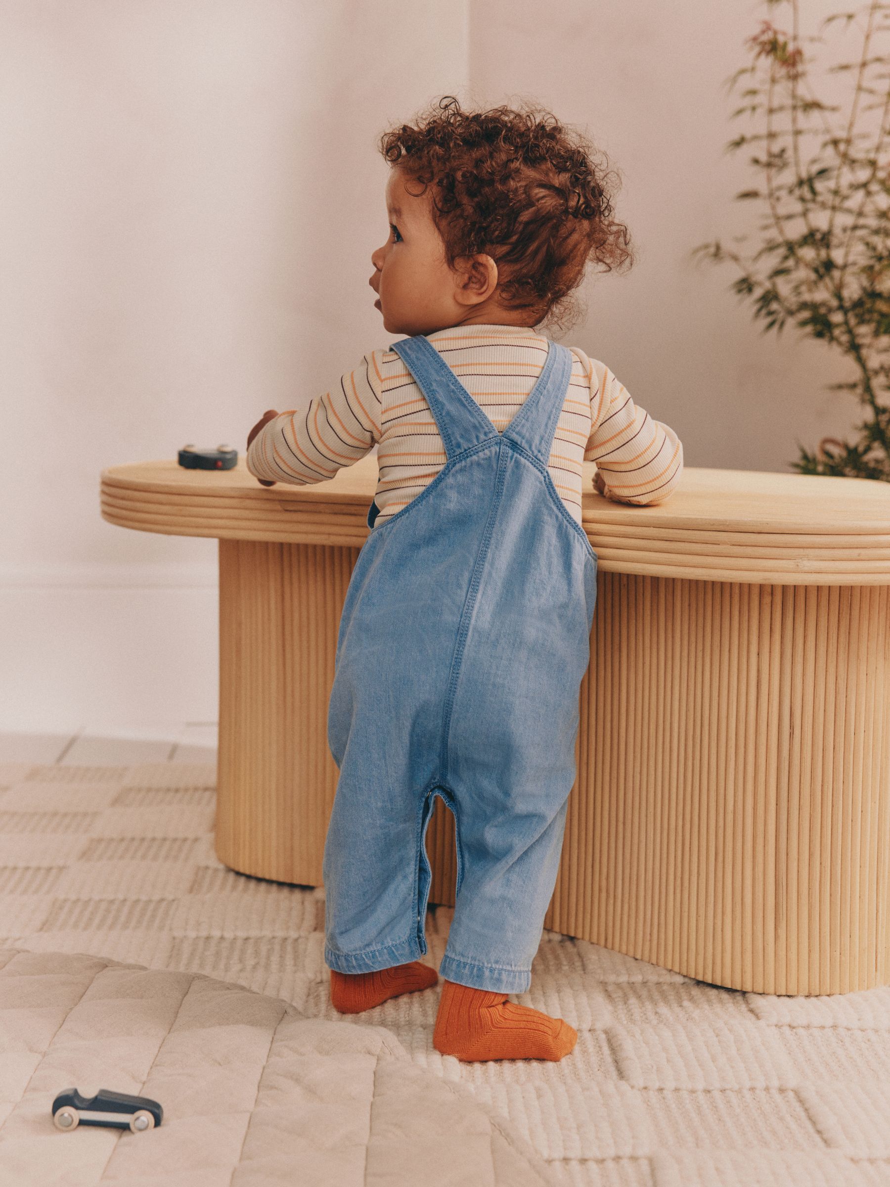 Blauw - Babyset van denim bretelbroeken en bodysuit (0 mnd - 2 jr)