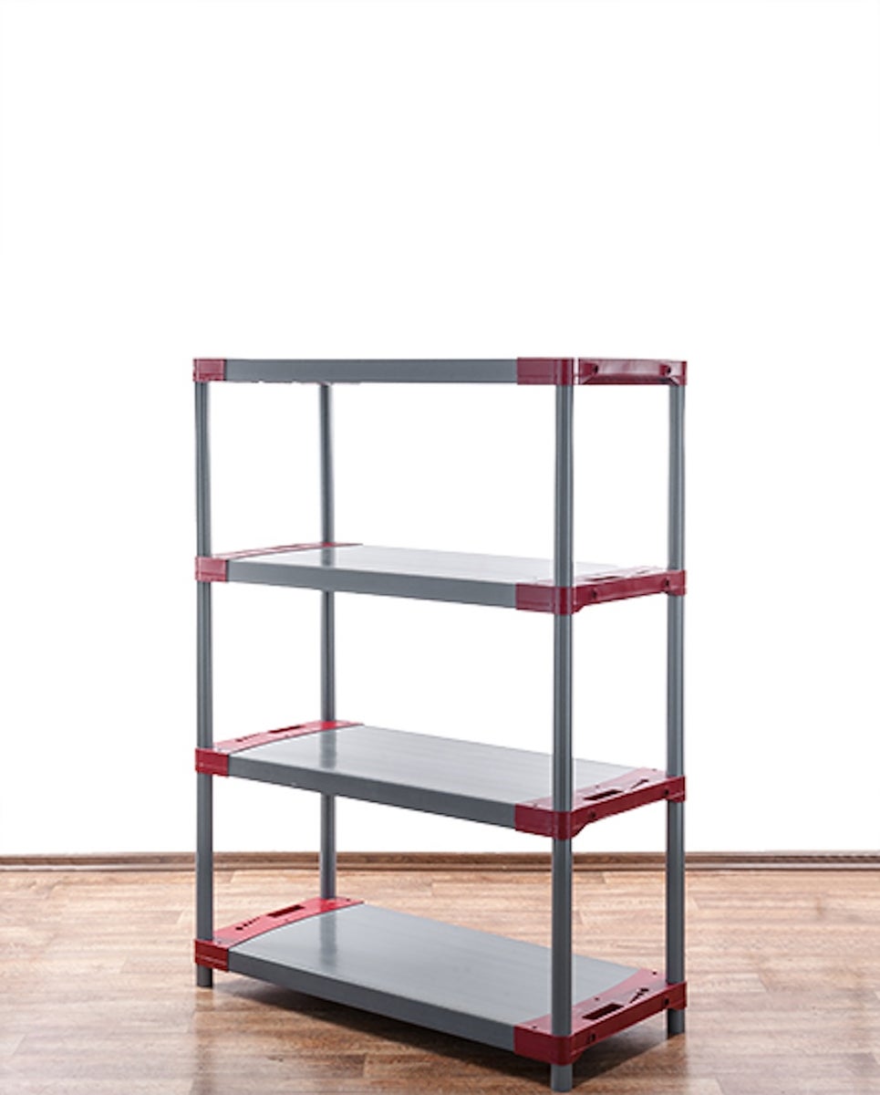 PROREGAL Plastic Plank Big Grey Bear Laag HxBxD 138 x 90 x 46 cm Plank Draagvermogen 160 kg Grijs/Rood