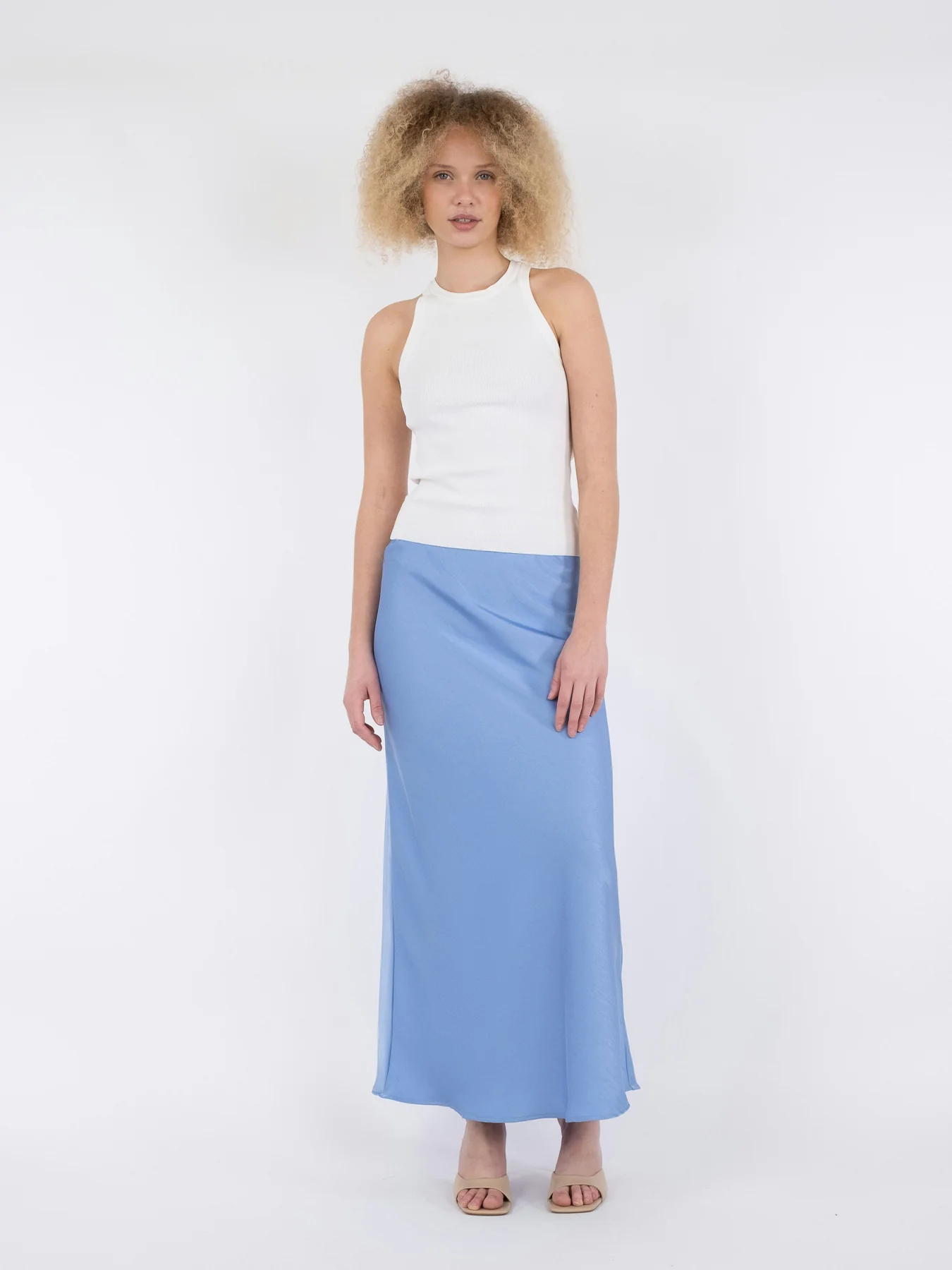 Neo Noir Vicky Heavy Sateen Skirt dusty blue