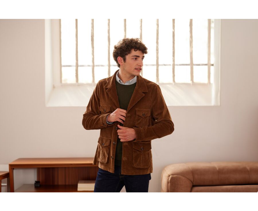 Veste saharienne en velours Camel foncé - FLORENCIEN