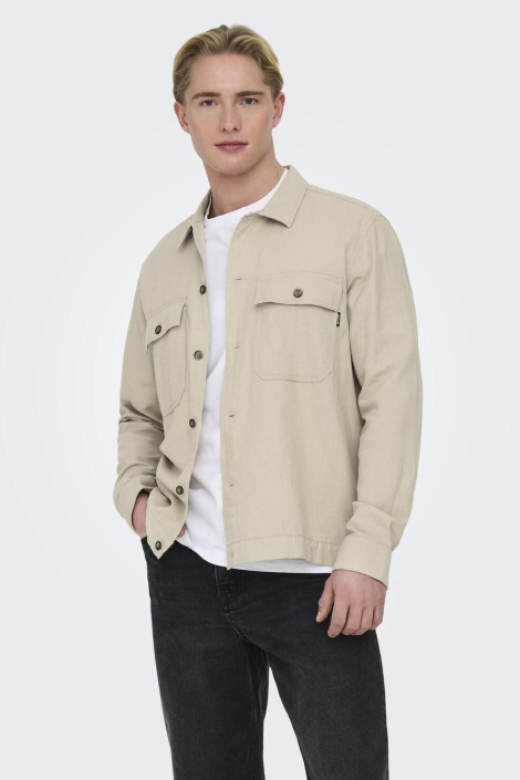 Only & Sons beige heren overhemd