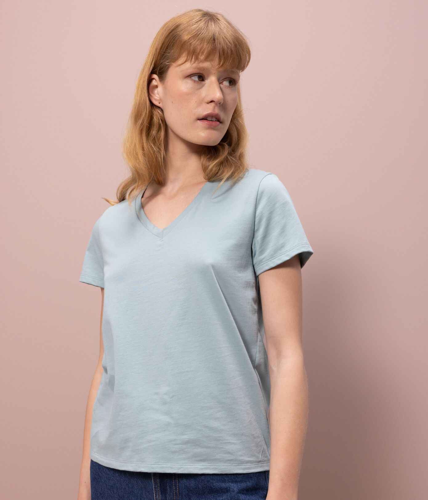 Tee-shirt LE DROIT col V en coton Femme