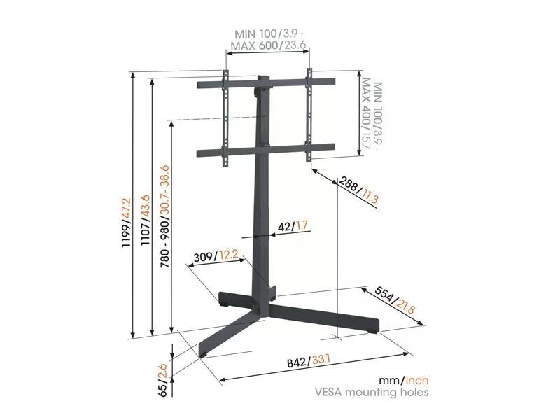 Vogel's Standfuss TVS 3690 Schwarz Schwenkbarer TV-Ständer