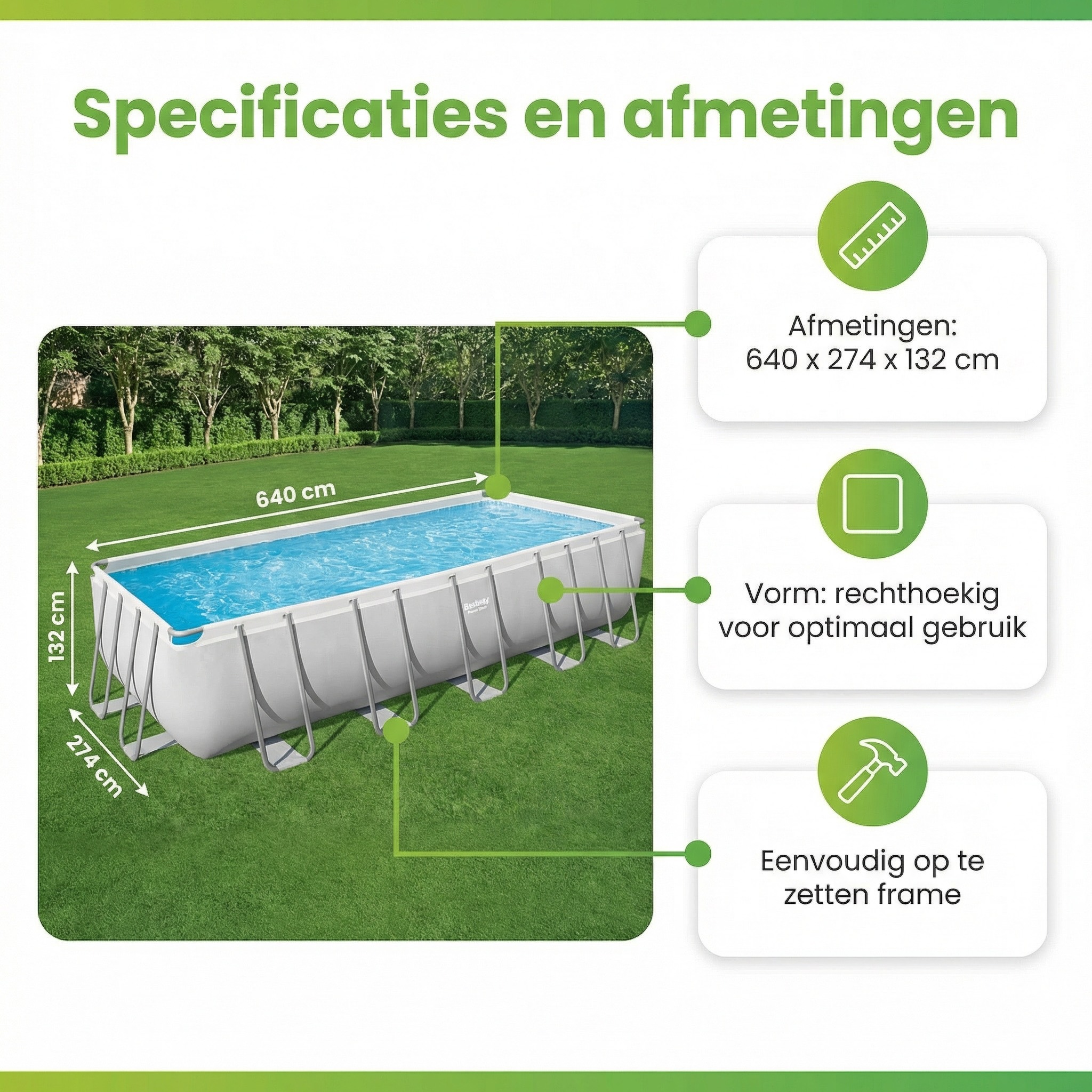 Bestway power steel 640x274x132cm zwembad – 5-delig