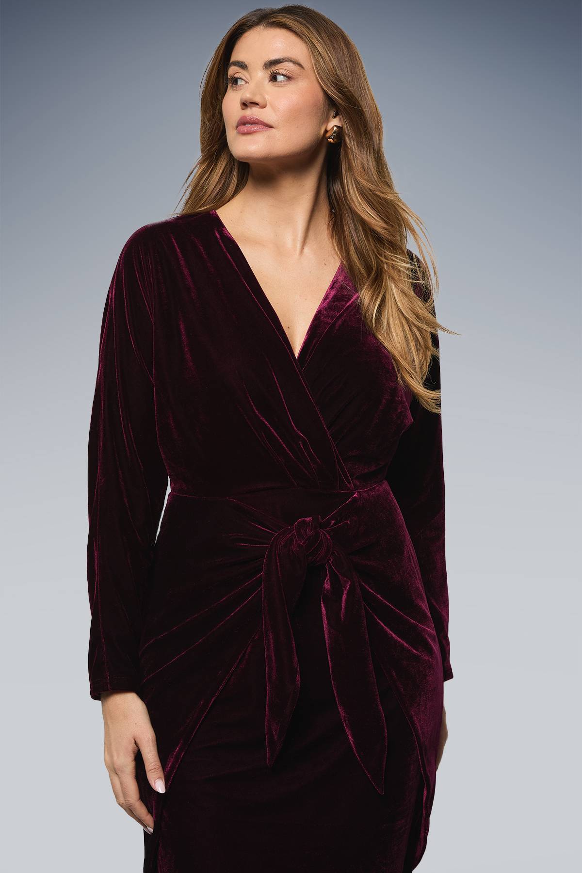 Wallis Robe Mi-longue en Velours avec Détail Nœud