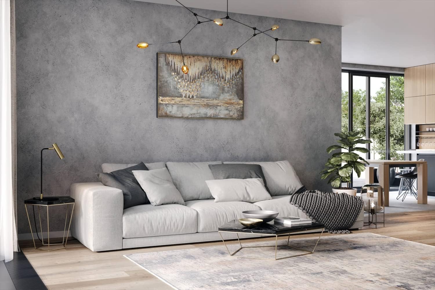 KunstLoft Leinwandbild | 100% HANDGEMALT | 120x80cm | Gemälde 'Tropfsteinhöhle' | Abstrakt | Beige Braun | Wandbild Wohnzimmer