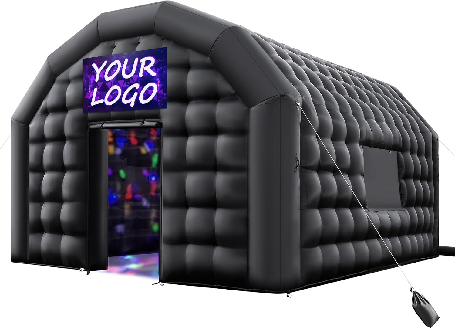 VEVOR Aufblasbares Partyzelt 5,4x5x4,25 m, Würfelzelt für Disco Nachtclub, Pavillon Hochzeitszelt mit 680W Gebläse, Sandsack, 2 Fenster für Veranstaltungen, Geburtstag, Hochzeit, Schwarz