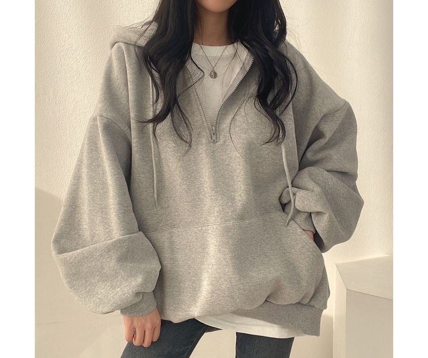 Bolgivy - Effen hoodie met halve rits