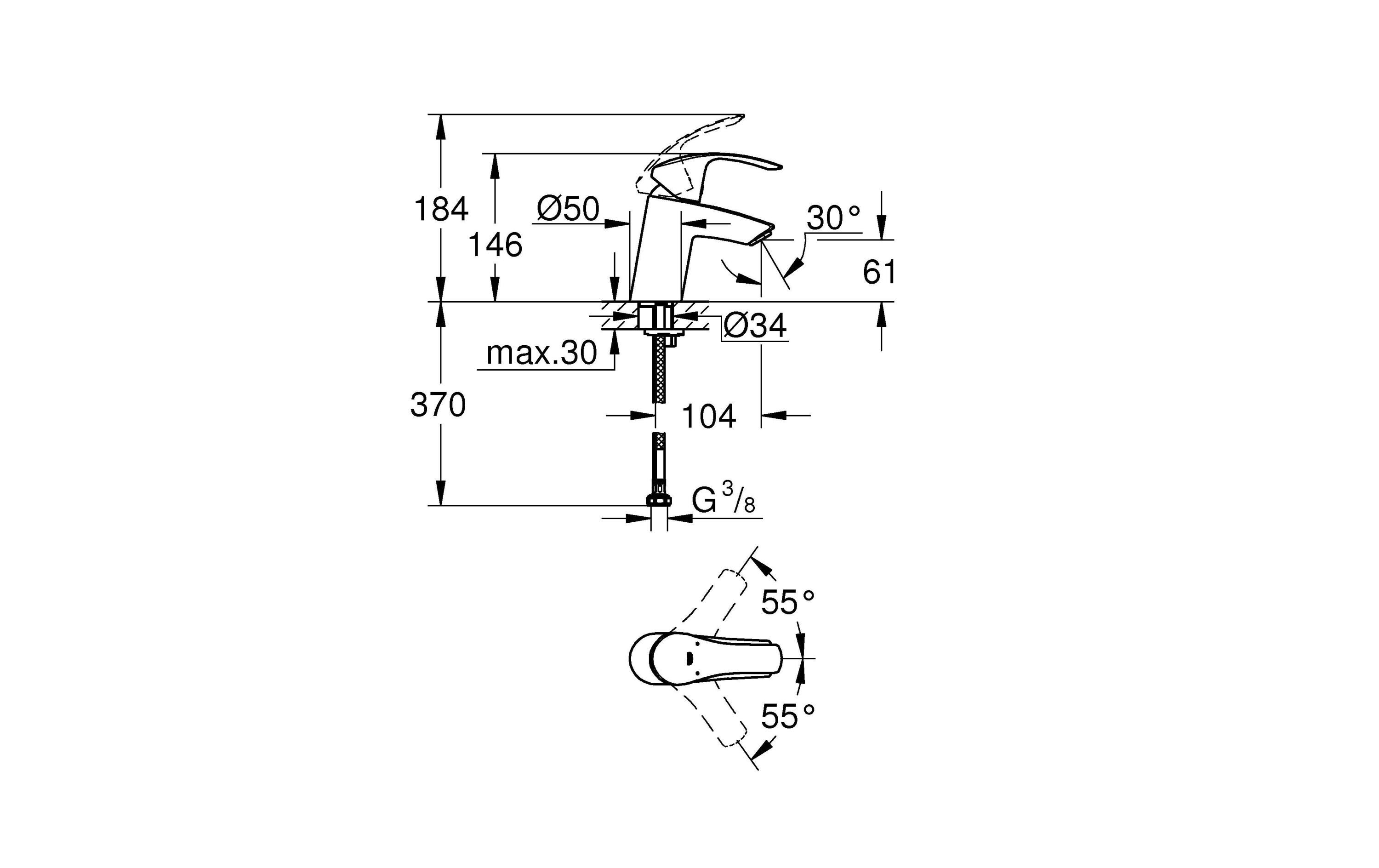 Lavaboarmatur Eurosmart S-Size 1/2
