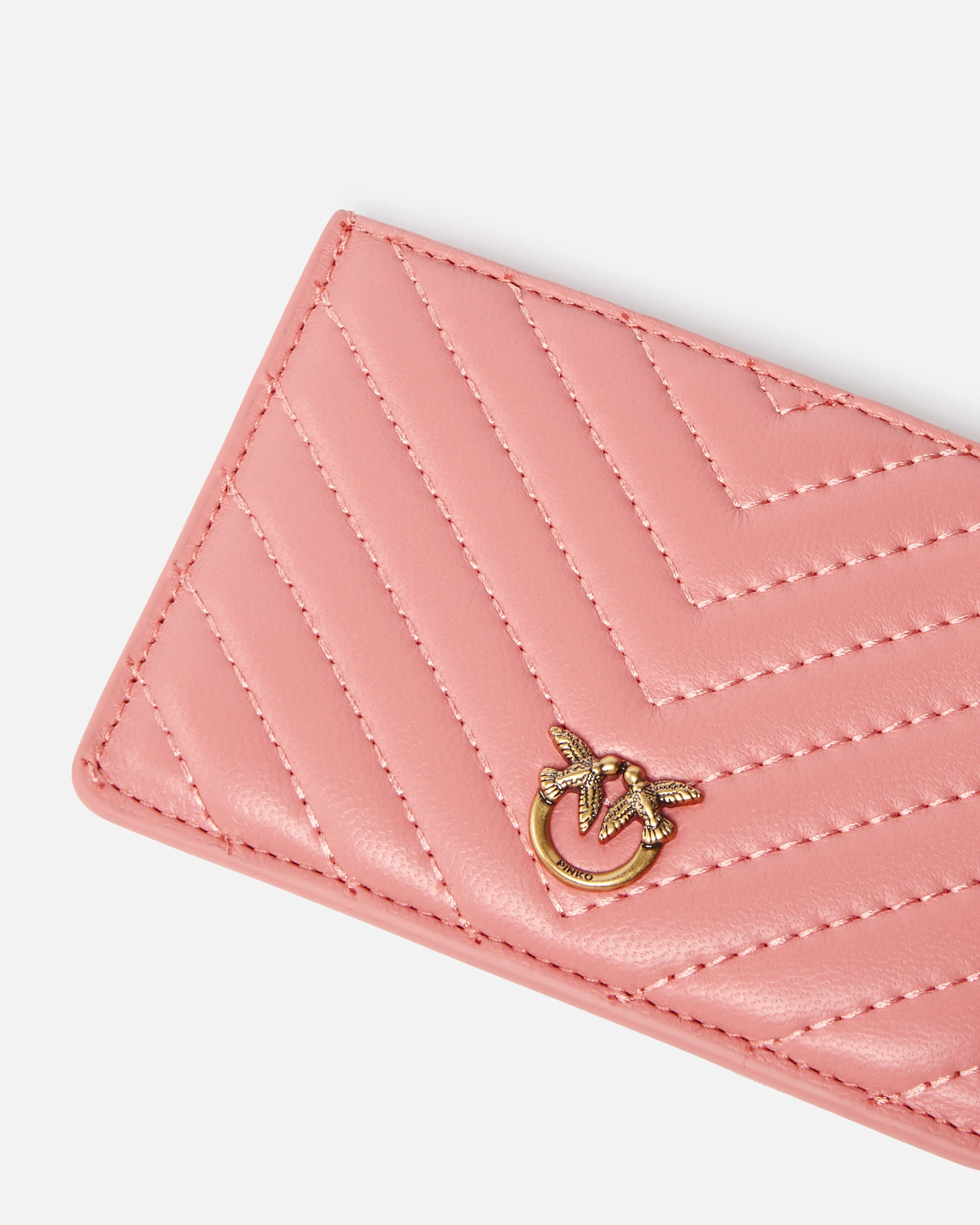Porte-cartes matelassé à chaînette | Rose