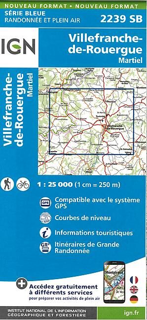 IGN - 2239 SB VILLEFRANCHE SUR ROUERGUE 1 25 000