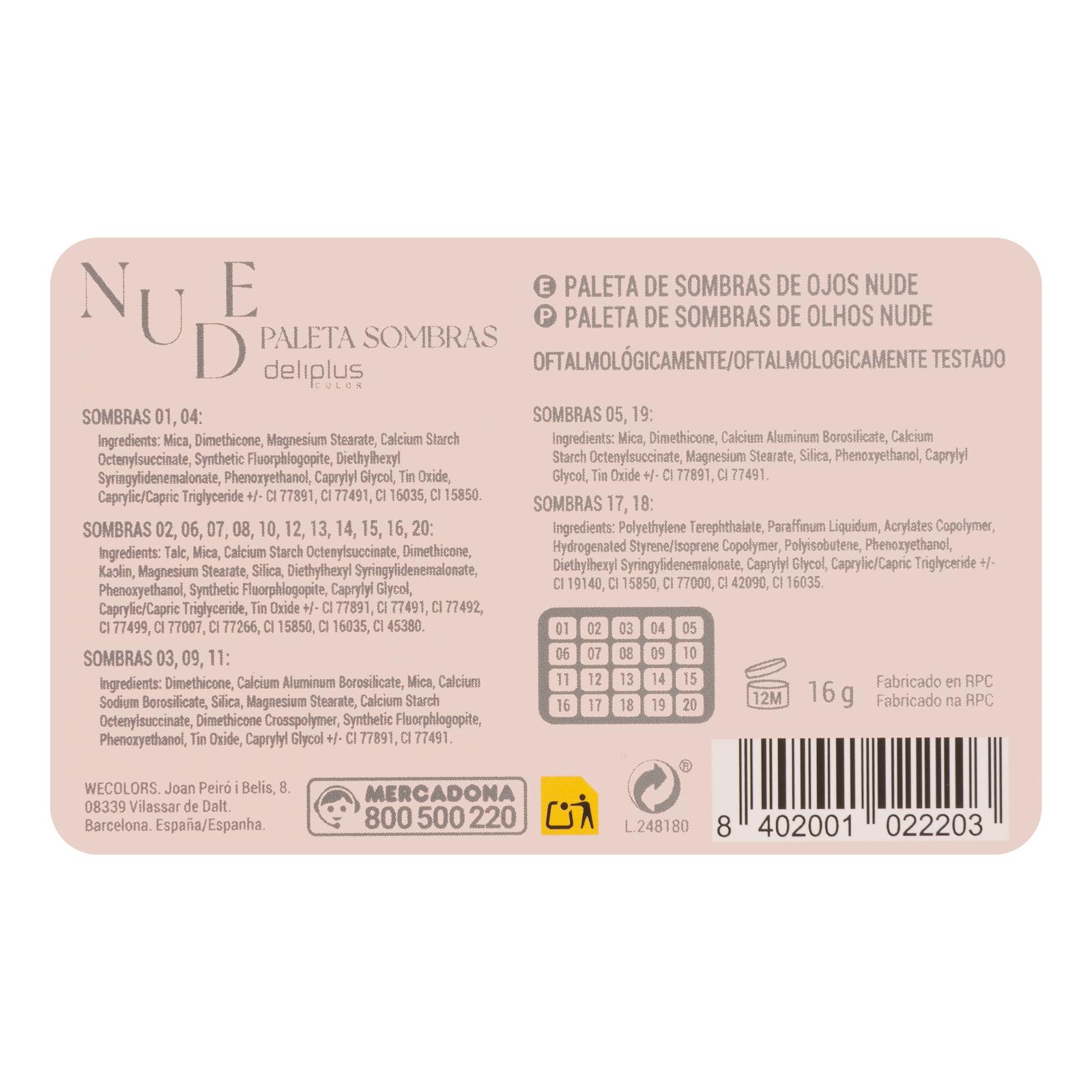 Palette de fards à paupières Deliplus Nude
