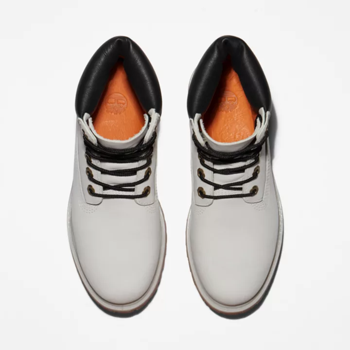 Bota Timberland Premium 6 Inch Impermeável Feminina na Cor Cinza Claro