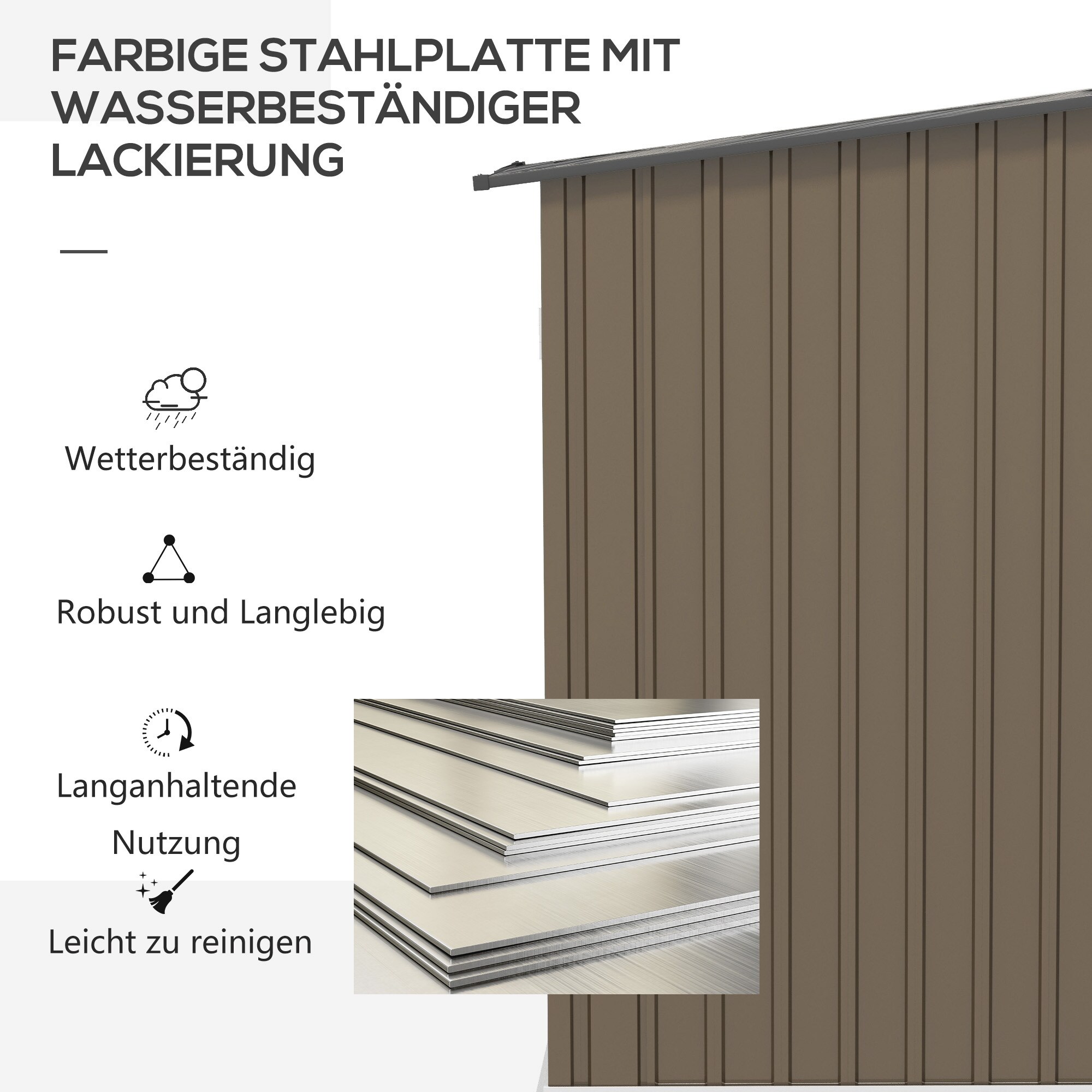 Outsunny Gerätehaus mit geneigtem Dach für leichteren Wasserabfluss braun 100B x 103T x 160H cm