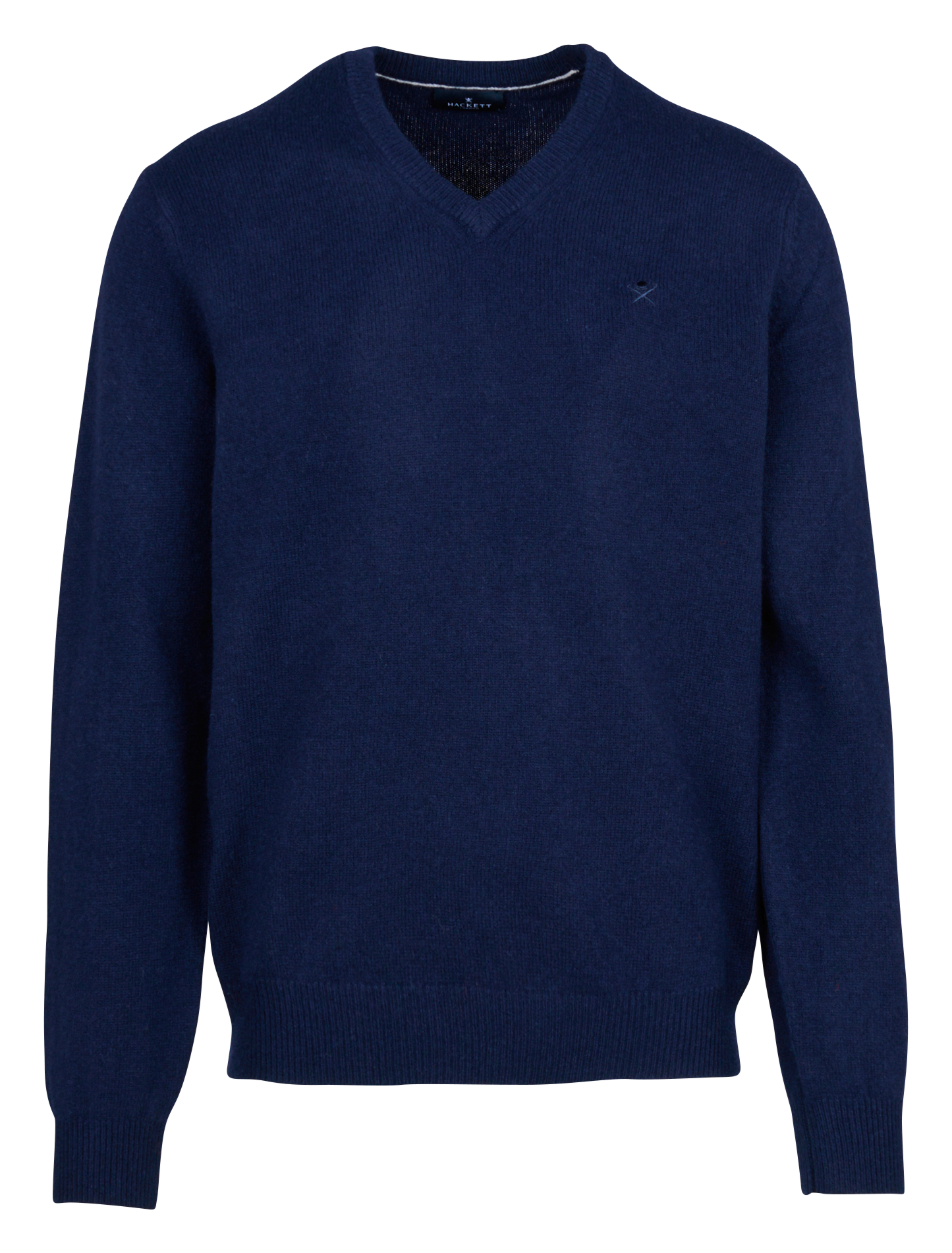 Pull regular-fit col V brodé en laine | Bleu